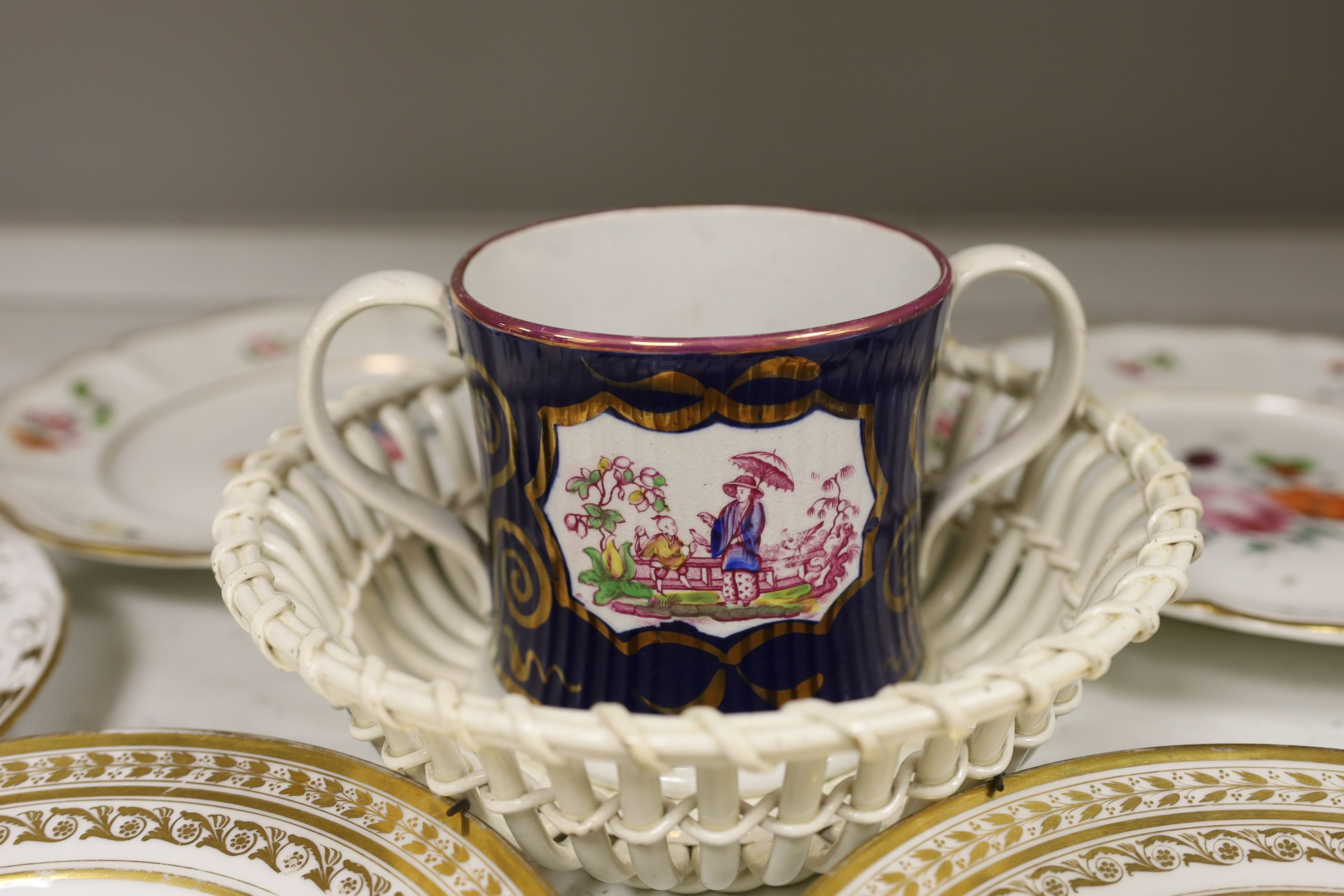 A pair of 19th century Derby shell dessert dishes together with Victorian ceramics and Continental porcelain (11)